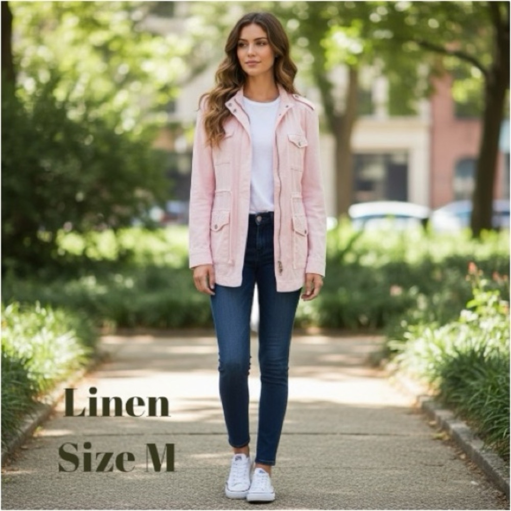 Maurices Light Pink Linen Utility Jacket - Women